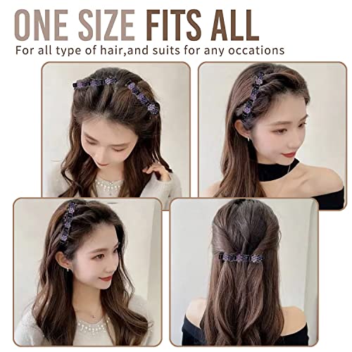 Sparkling Crystal Stone Braided Hair Clips For Women,Rsvelte Braided Hair Clip With 3 Small Clips, Multi Clip Hair Barrette, Triple Hair Clips With Rhinestones For Sectioning (Double Flower-4 Pcs) #TOP4