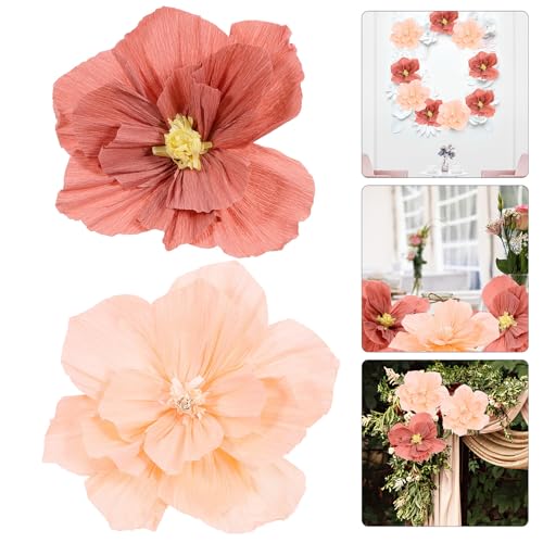 Flores artificiales de papel crepé 3D para tapar imperfecciones en paredes de salones de celebraciones 8