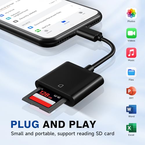 Image of USBC to SD Card Reader for iPhone 17, Camera Adapter to iPhone 17, Digital Camera Adapter iPhone 17 /16 /15 /iPad /MacBook /iMac /Galaxy /Android (Black)