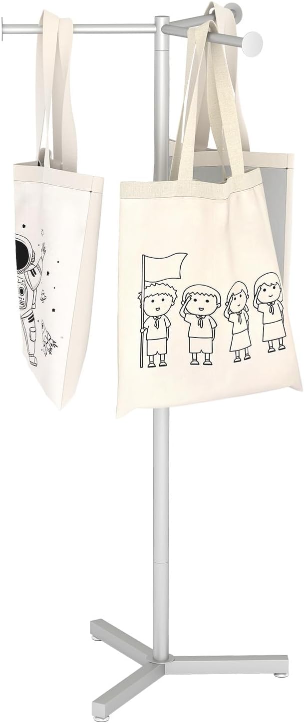 tonchean Heavy Duty Adjustable Shopping Bag Rack - 45.3 Inch Chrome Metal Bag Display Stand for Retail Store Display, Trade Show Display, Boutique Display Stand, Grocery Store (1 Pack)