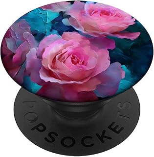 Hermosa obra de arte floral de rosas rosas, elegante y colorida PopSockets PopGrip Adhesivo