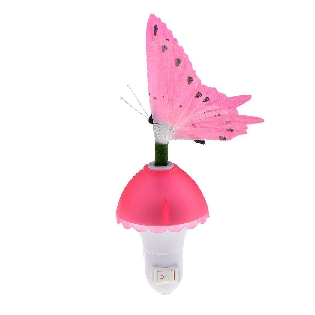 EONLYX Butterfly Night Light, Fiber Optic Butterfly Wall Lamp,Kids Plug LED Color Changing Night Light for Bedroom, Living Room,Baby Room (Pink) : Baby