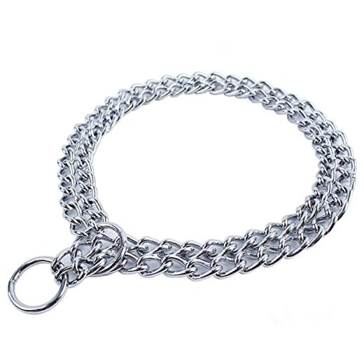 JWPC - Collar de Doble eslabón de Metal para Perros medianos y Grandes, para Paseo y adiestramiento,50cm