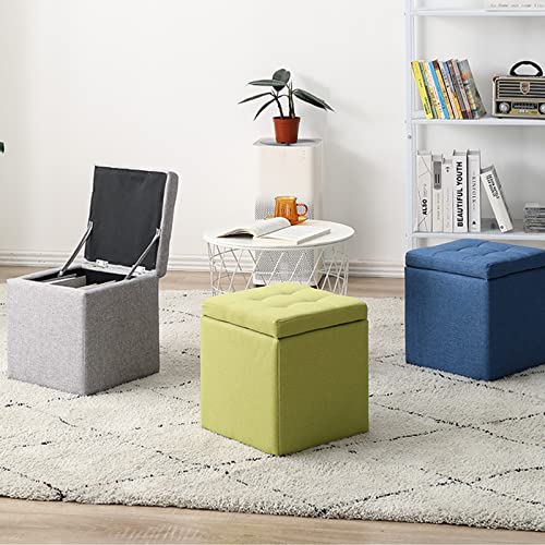 Pouf coffre de rangement en lin marron pour optimiser l'espace des petits salons