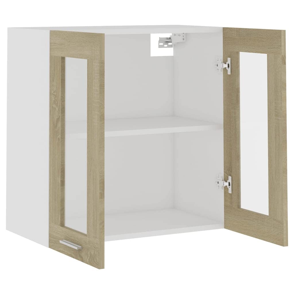 vidaXL Mobile Pensile con Vetro “Lyon” Rovere Sonoma 60x31x60 cm
