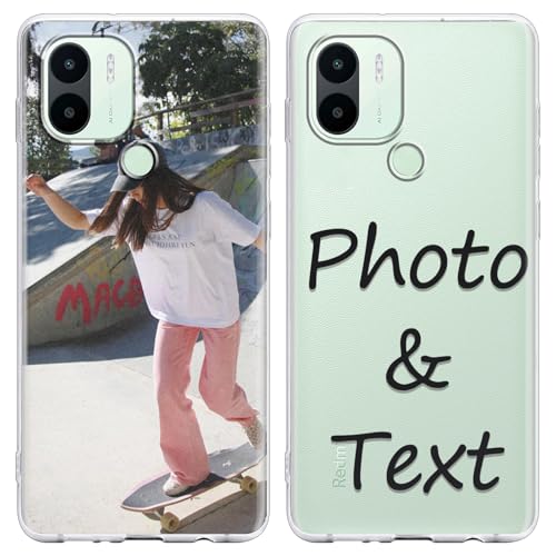 Yirlbey Funda Personalizada para Xiaomi Redmi A1/A2 6,52'', Personalizable Case con Foto Imagen Texto Nombre Diseño, Personalizado Carcasa Custom Antigolpes Cover para Redmi A1/A2, Transparente