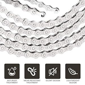 Nakeey Fahrradkette, 6/7/8-fach Fahrrad Kette,1/2 x 3/32 Inch 116 Glieder