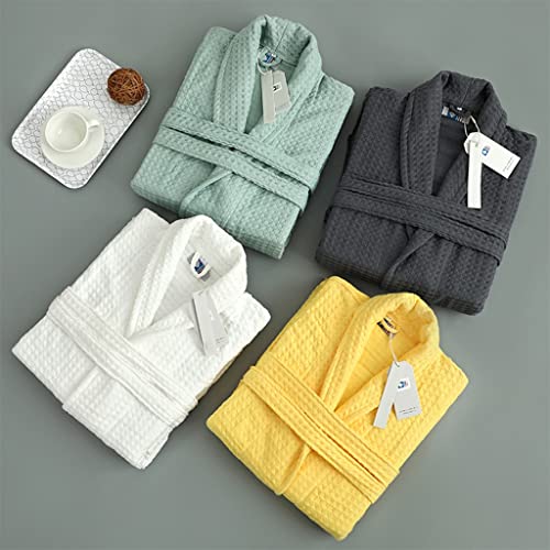 XUEMML Hotel Bathrobes Unisex Adult，Robe For Men Cotton 100% ，Linen Waffle Lightweight Kimono Loungewear2