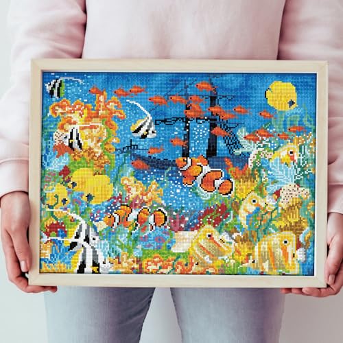 Image of DIAMOND DOTZ Underwater Paradise Diamond Painting Kits for Adults - Diamond Art Kits a Relaxing Creative Craft Kit with Dotz Gems 16.1x20.1
