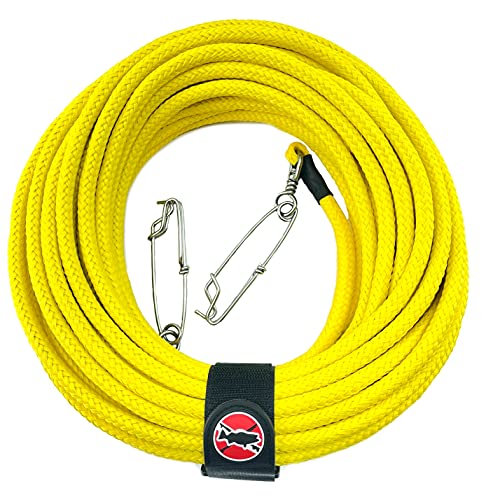 SPEARFISHING WORLD 3/8 Foam Filled Diamond Braid Polypropylene Float Line for Spearfishing and Water Sports (Yellow 60FT)