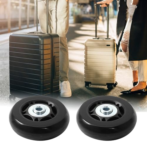 Image of Luggage Wheels Replacement, 60 x 18mm, Black Rubber, 2pcs