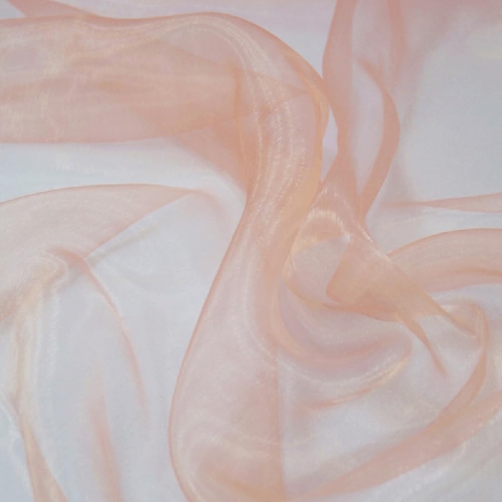 Organza Fabric Sheer Voile Drape Curtain Wedding Fabric 150cm Wide (Sold Per Metre) (Peach)