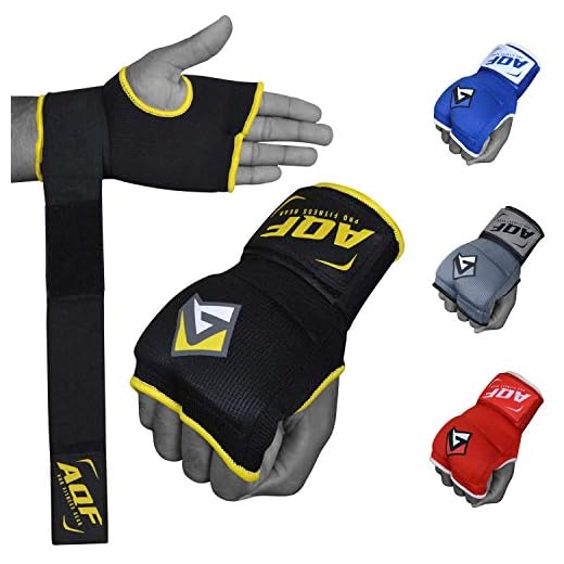 AQF Boxen Innenhandschuhe, Boxbandagen, Bandagen Boxen, Boxhandschuhe Gel Gepolstert Elastisches Handgelenk Bandagen 100cm Lang 2 Finger Fur Boxsack Training, Kampfsport & MMA (Schwarz, L)