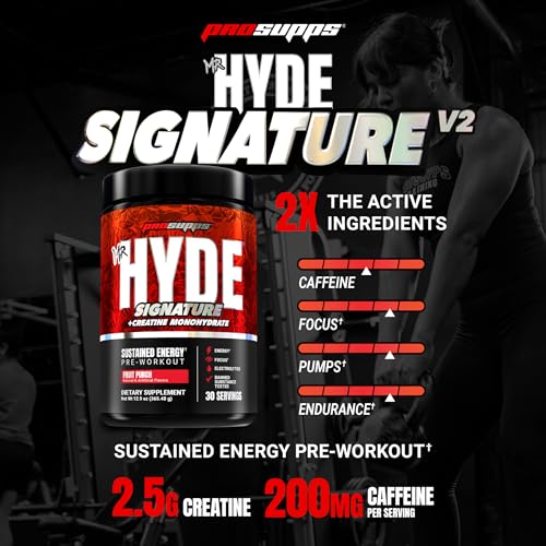 Image of ProSupps Mr. Hyde Signature V2, Pre Workout Powder with Creatine, Beta Alanine & Caffeine - Performance, Energy & Endurance - Clean Fitness & Gym Supplements for Men & Women (Fruit Punch, 30 Servings)