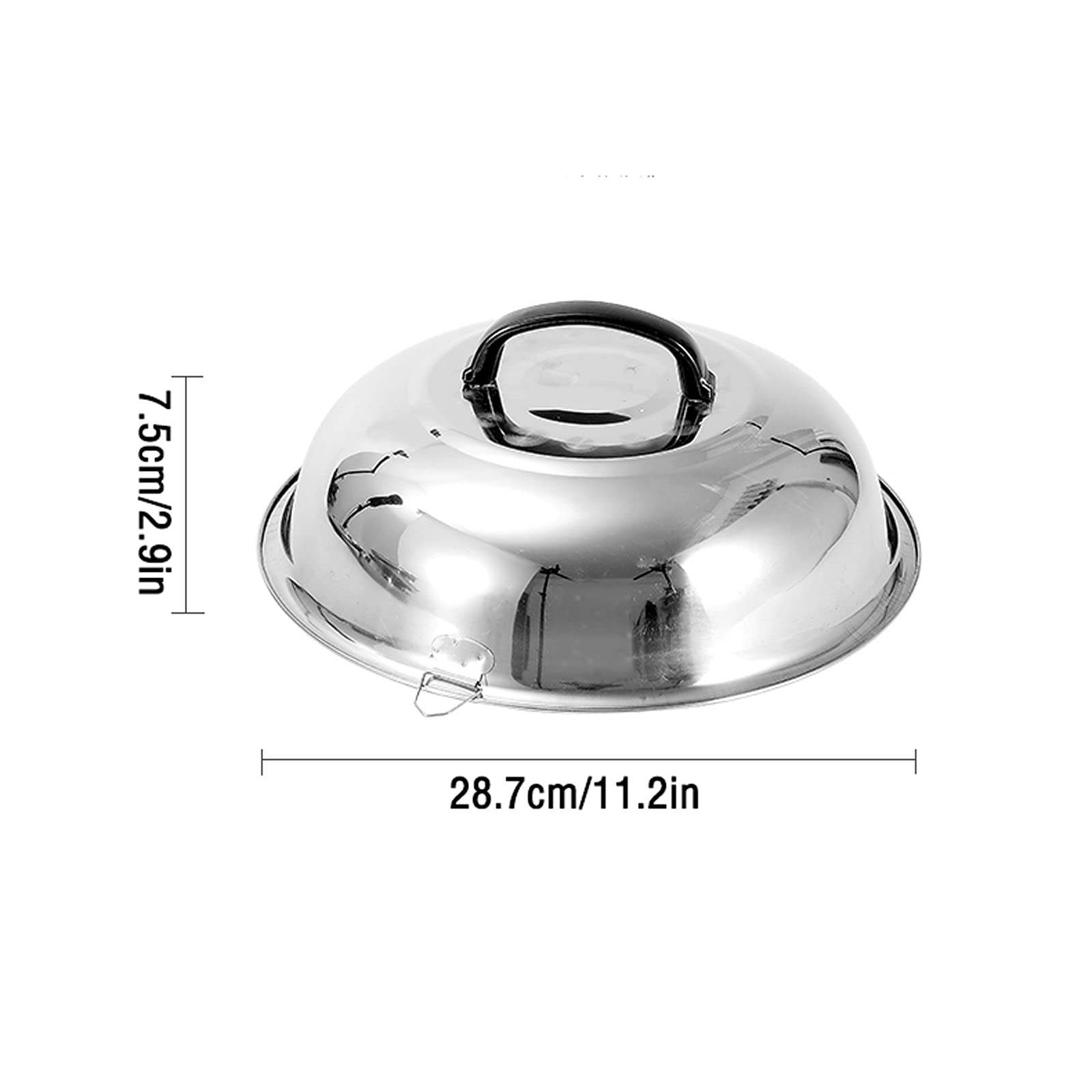 Pfannendeckel Edelstahl Universaldeckel mit schwarzem Griff verdickter runder Topfdeckel mit hohem gewölbtem Deckel für Bratpfannen, Woks, Töpfe Glasdeckel (Größe: 30 cm)
