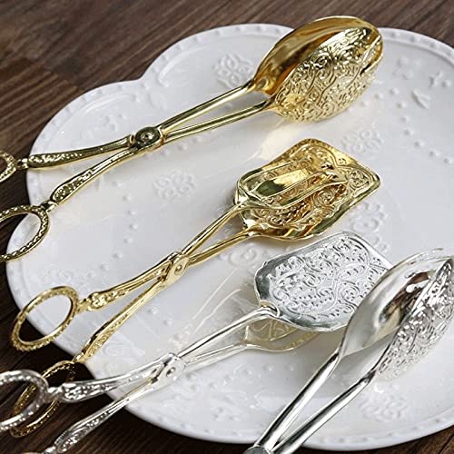 Pinces de Cuisine Pince à Aliments Plaqué Or Snack Cake Clip Salade Pain Pâtisserie Pince Cuisson Barbecue Outil Salade De Fruits Gâteau Clip (A)