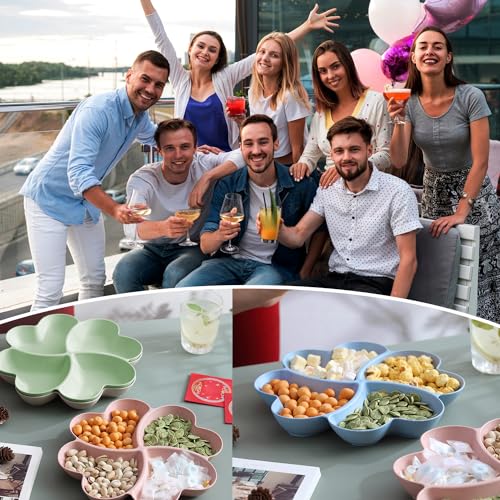 ZSMJAER Snackteller mit Fächern 4 Stück Snackschale Wiederverwendbare Teller mit Unterteilung Snackteller Snackschale mit Fächern für Home Party für Nuss Candy Obst Essen Getrocknetes