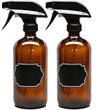 2 Pack Firefly Craft Amber Glass Spray Bottles with Chalkboard Labels, 16 ounces each