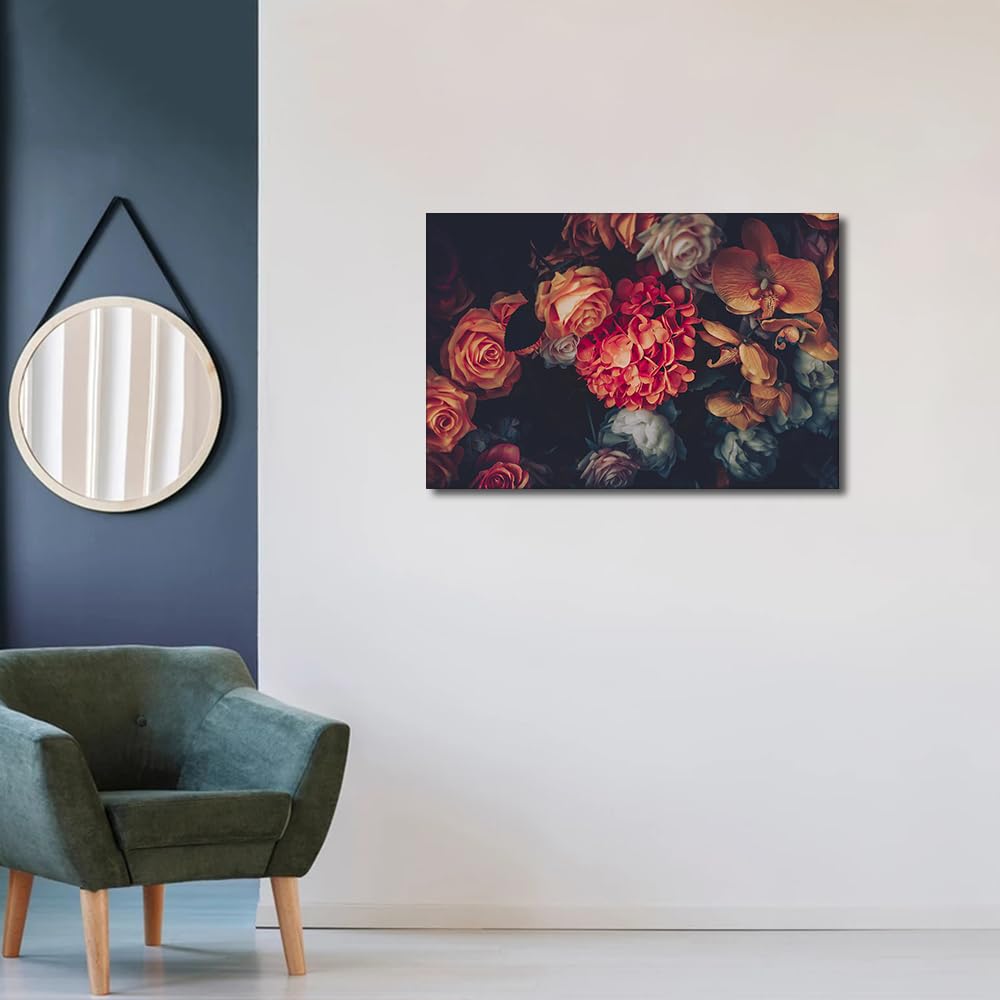 TISHIRON Bathroom Wall Art Decor,Luxury Bouquet Wall art,Canvas Wall Art Flowers Floral Painting Prints for Bedroom Living Room Waterproof Wood Framed Ready to Hang 16x24in - Image 4