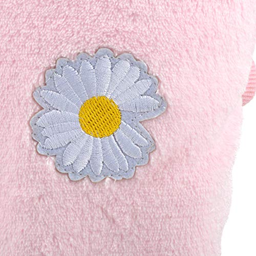 Smalllee Lucky_Store Haustier-Pullover für kleine Hunde, Katzen, Mädchen Jungen gemütlich weich Warmer Fleece Wintermantel Welpen Yorkie Chihuahua Kleidung, Blumenmuster, Babyrosa, Größe S