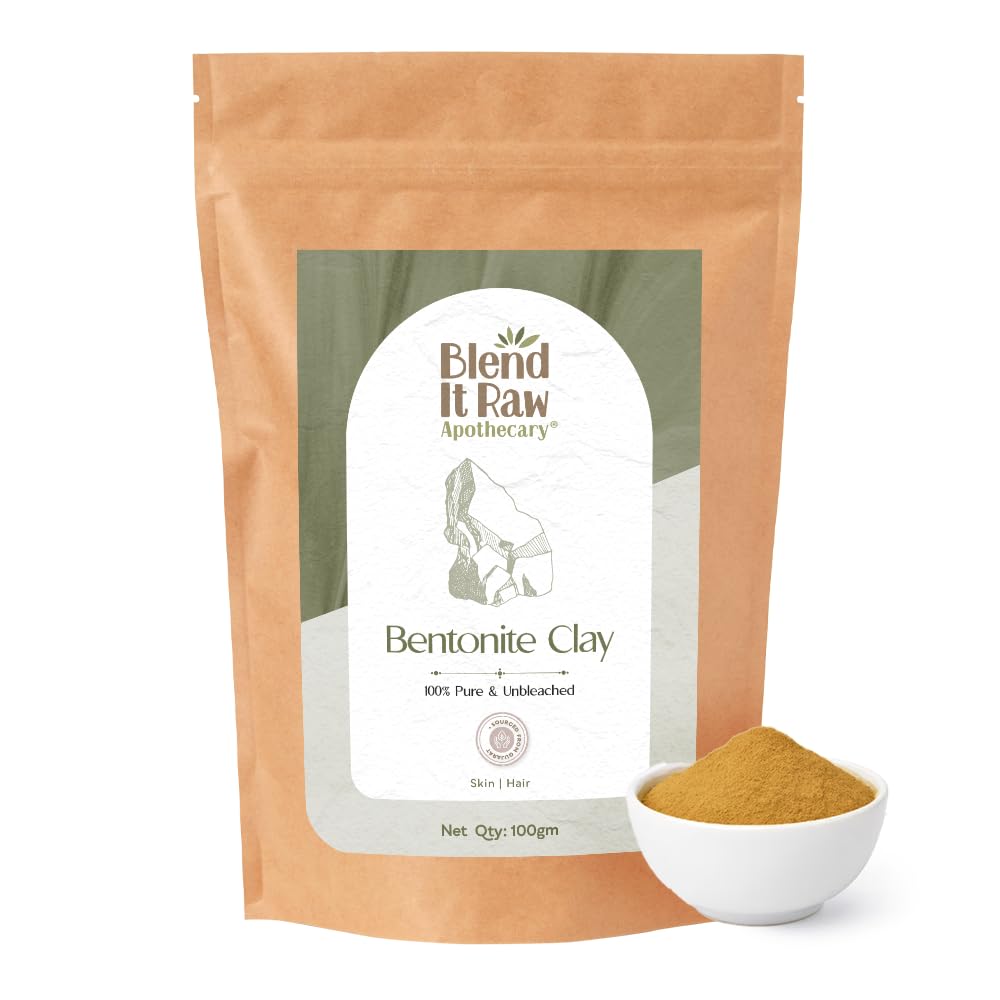 Blend It Raw ApothecaryNatural Bentonite Clay Powder | Indian Healing Clay | Pure Multani Mitti for Face Mask, Reduces Acne, Hair Care, Facial and Body Mask - 100g