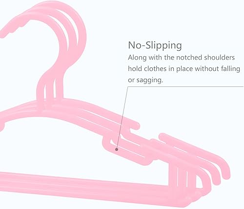 Miniatura 2 de GoodtoU Perchas de plástico antideslizantes para armario de niños, paquete de 60 con 8 separadores de ropa de bebé, rosa