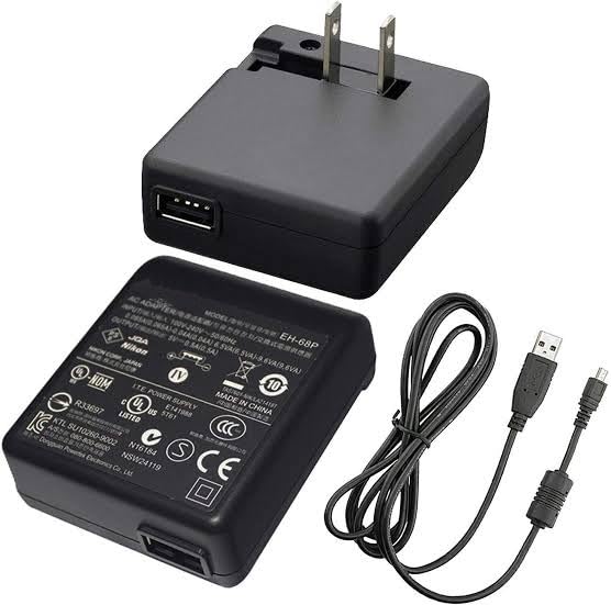 Image of Charger EH-68P & UC-E6 Cable Combo Compitable for Coolpix Camera S3000 S4000 S6000 S640 S70 S80 S8000 S8100 P100 Camera Chargers