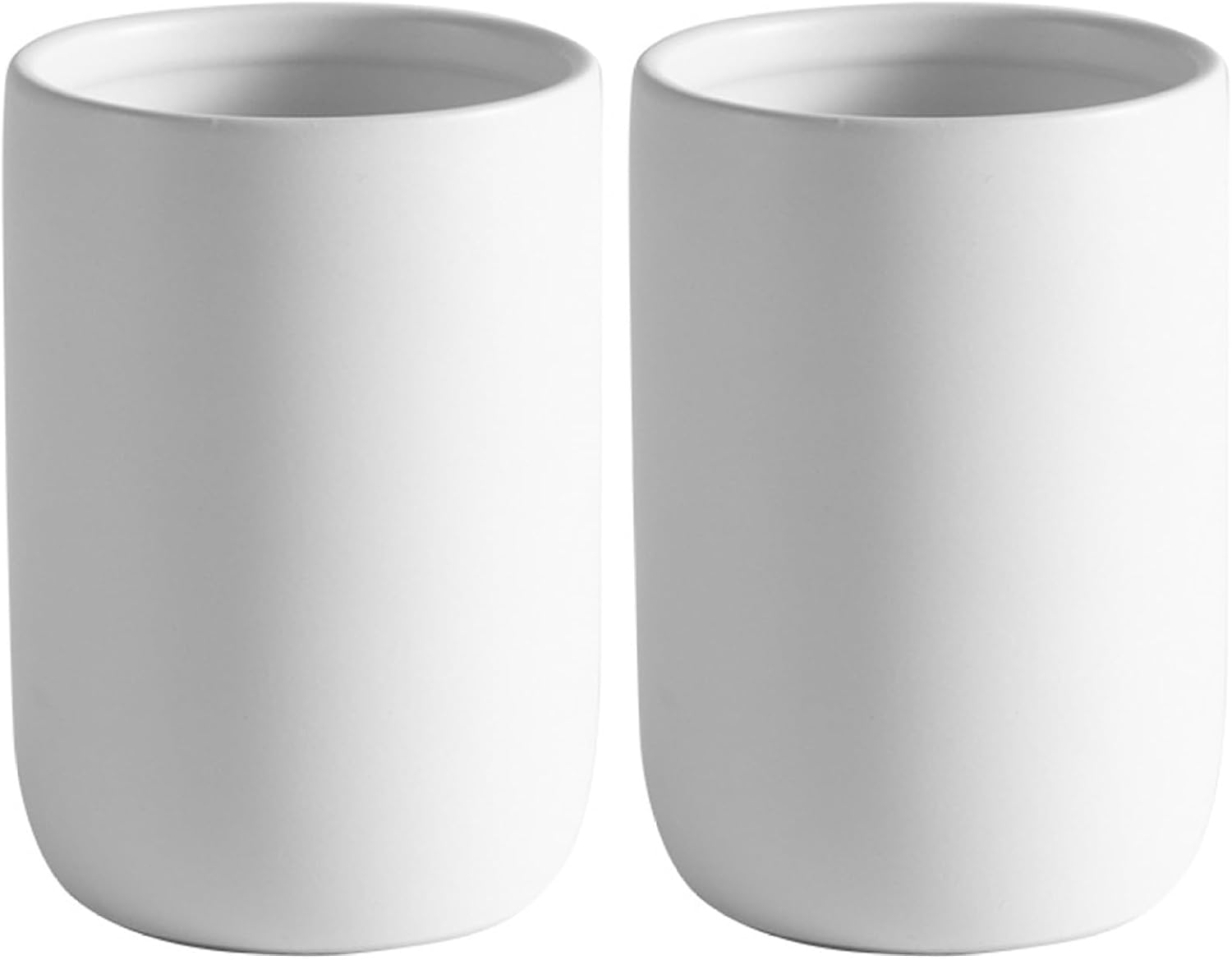 2Pcs Toothbrush Holders, Ceramic Toothbrush Holder Reusable Mouthwash Cup for Bathroom Counter Organizer, White, Holder Set