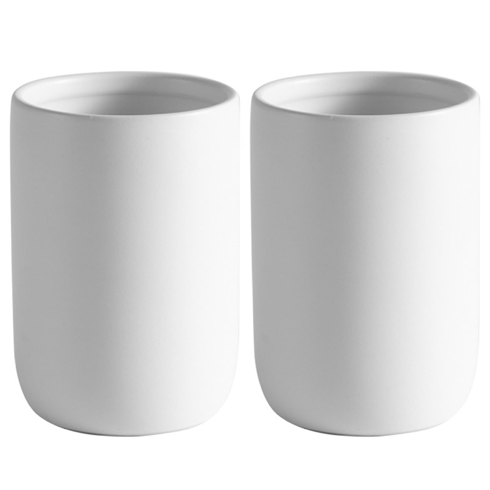 Vervevum 2Pcs Toothbrush Holders, Ceramic Toothbrush Holder Reusable Mouthwash Cup for Bathroom Counter Organizer, White, Holder Set