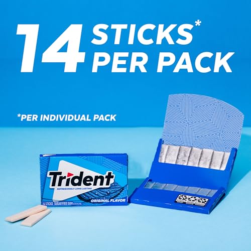 Image of Trident Flavor Sugar Free Gum Packs of 14 Pieces Total Pieces, Original, 168 Count, (Pack of 12)