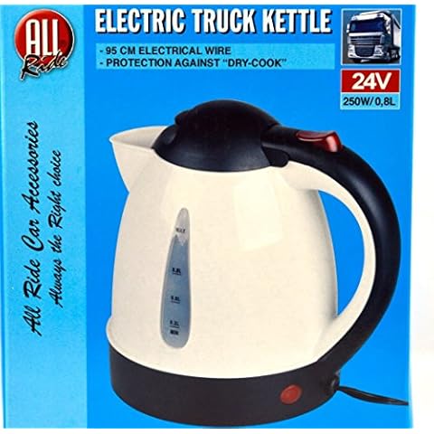 ALL RIDE HGV 24 V DC WHITE TRUCK KETTLE WITH UK DC PLUG 250W 0.8LTS CAPACITY Cover