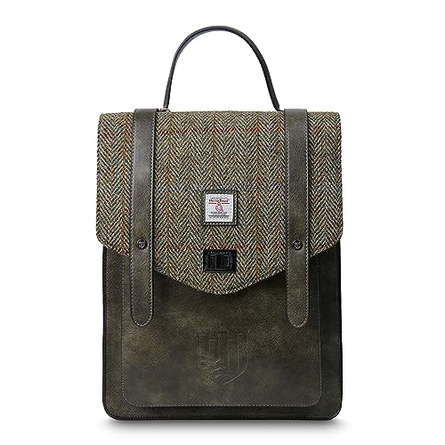 Islander Carloway Rucksack für Damen & Herren mit Laptophülle, Harris Tweed Veganes Leder,...