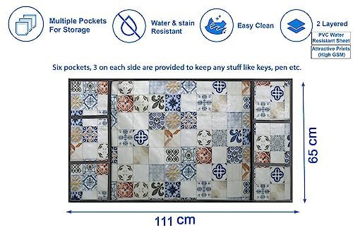 Image of Stylista Refridgerator top Cover Suitable for Samsung RT34C4522B1 /HL, 301 Liter Fridge, Dimension (WXD) 65x111 CM, Mosaic Pattern Cream