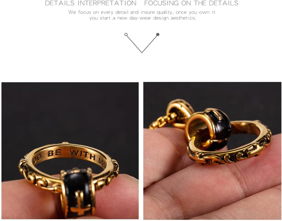 Eternity Cross Ring Pendant Necklace Stainless Steel Pendant Necklace for Men Christmas Gift for Husband,Christmas Stocking Stuffer for Him