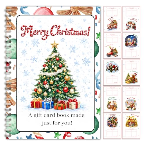 Hologram Christmas Gift Card Book for Her Holiday gift card holder book Christmas Gift Book with Gift Card Holders Cute Xmas Tree Gift Card booklet Xmas Present for Wife Girlfriend Mom