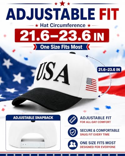 Image of USA Flag Hat for Men Women - 3D Embroidered Patriotic Baseball Cap, 4th of July, 250th