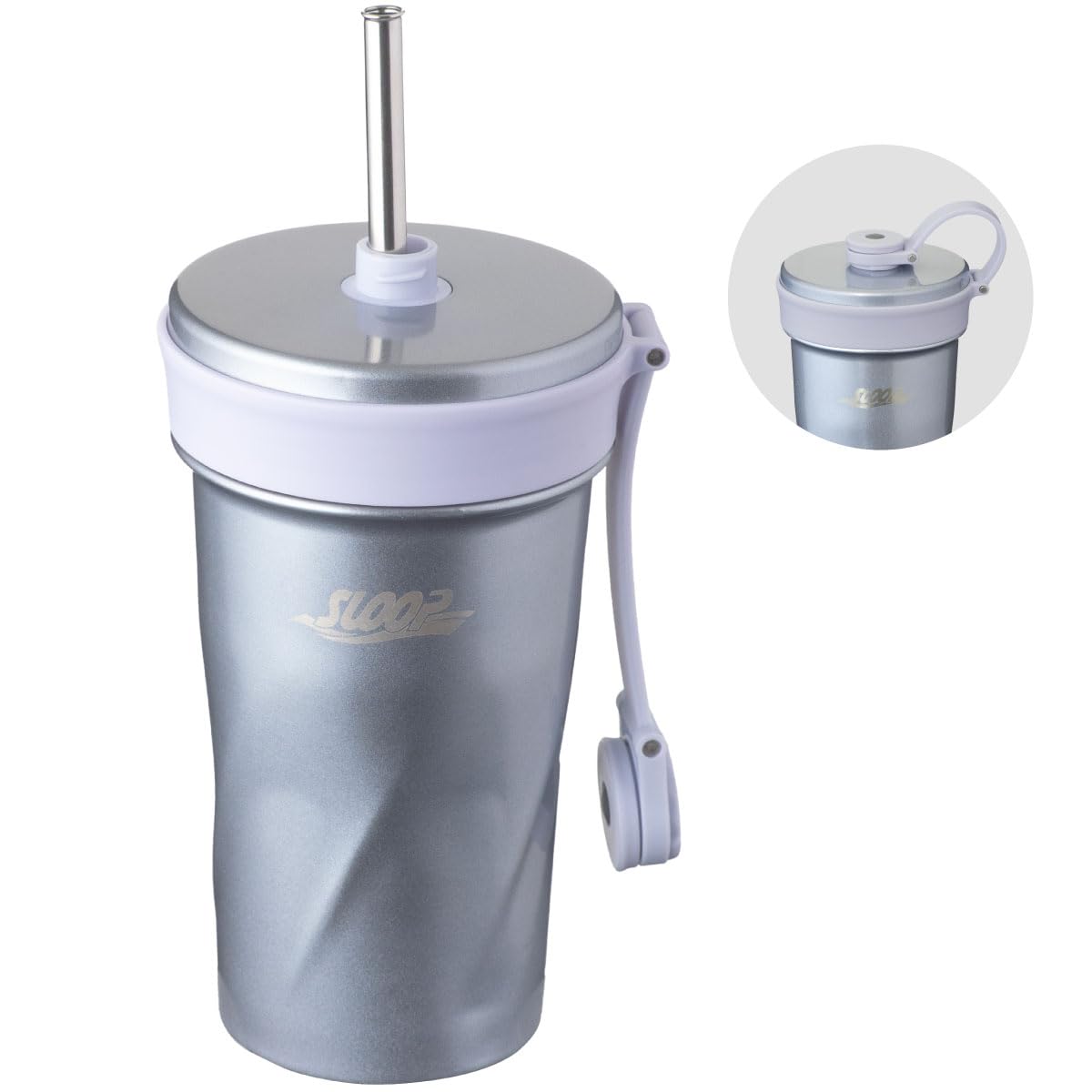 Atlas ASRT-601AQP Tumbler with Straw, 20.3 fl oz (600 ml), Stainless Steel Lid, Vacuum Insulated, Cold Retention, For Outdoors, Convenient, Leak Proof, Integrated Cap, Drink Holder, For Cars, Cars, Ca