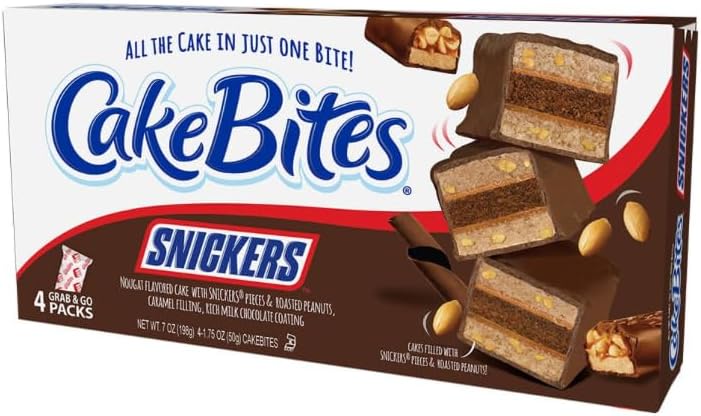 The Original Cakebites by Cookies United, Grab-and-Go Bite-Sized Licensed Snacks (Family Pack, Snicker)