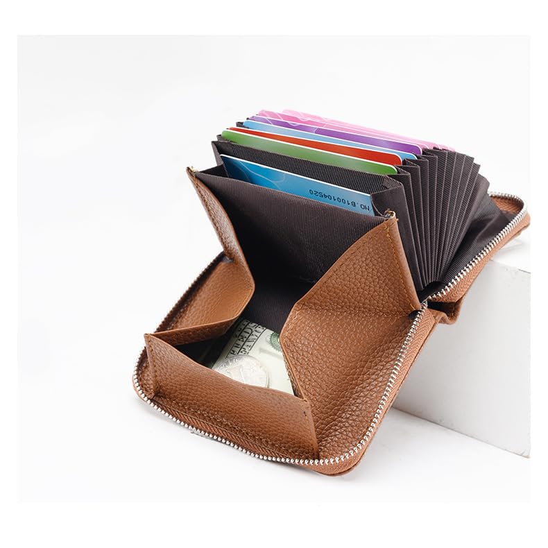 Leather Accordion Wallet Secure Card Coin Holder RFID Wallet for Women (Purple)2