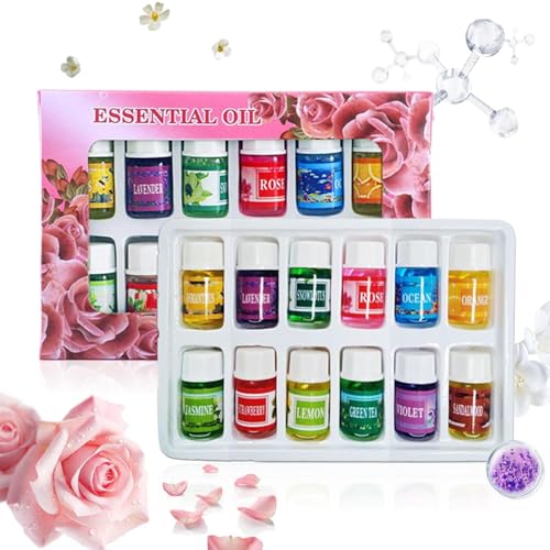 Biniveil Aceite De Aromaterapia | Juego De 12 Unidades De Esencias Aromáticas Solubles En Agua - Fragancias Naturales Solubles Para Meditar