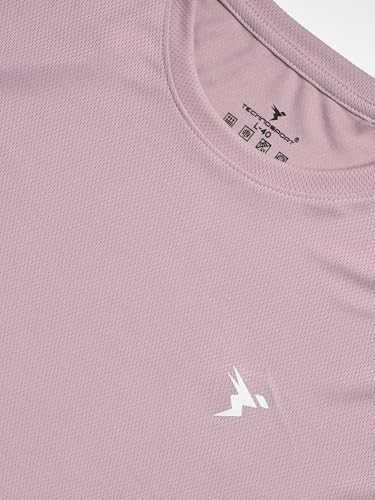 Image of TECHNOSPORT Men's Slim Fit Polyester Activewear Sports T-Shirt with Moisture-Wicking Comfort for Workout, Running & Gym
