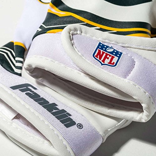 Franklin Sports Luvas de receptor de futebol americano juvenil da NFL Green Bay Packers – Luvas rece