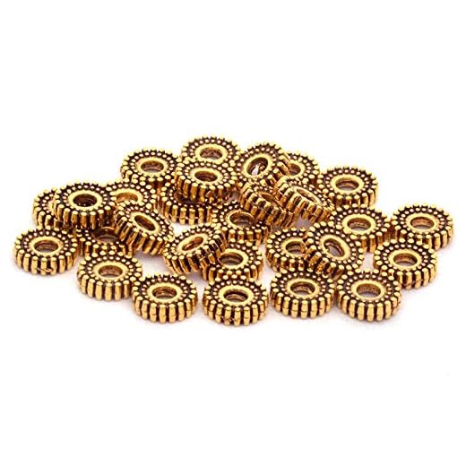 8x6mm 50pcs/Lot Tibetan Silver Cylinder Beads Silver Plated Pattern Spacer Beads Charm for Jewelry Making Bracelets DIY - (Color: CL Gold 8mm 100pcs)