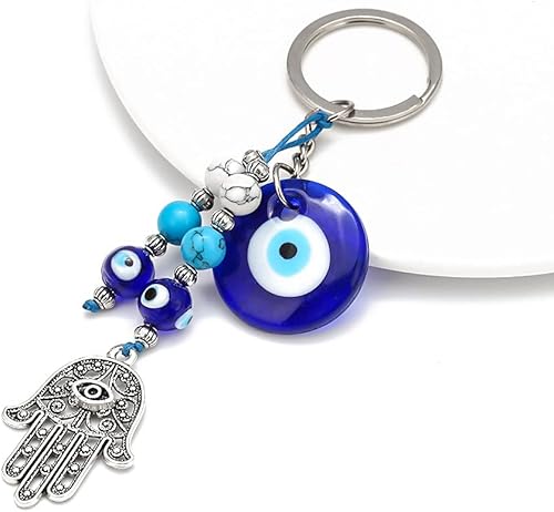 Miniatura 5 de Turkish Evil Eye Keychain Handmade Alloy Keyring Good Luck Pendant Charms Home Decor Accessory