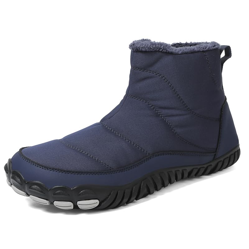 Men's Waterproof Snow Boots with Rubber Outsole, Nylon and Suede Upper, Navy Blue