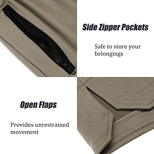 Coofandy Men's Gym Workout Shorts Athletic Training Shorts Fitted Weightlifting Bodybuilding Shorts With Zipper Pockets Khaki #TOP4