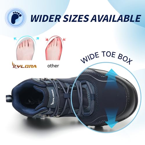 Image of Waterproof Steel Toe Boots for Men Wide Width Non Slip Work Boots Lightweight Slip Resistant Safety Shoes Indestructible Construction Composite Toe Sneakers