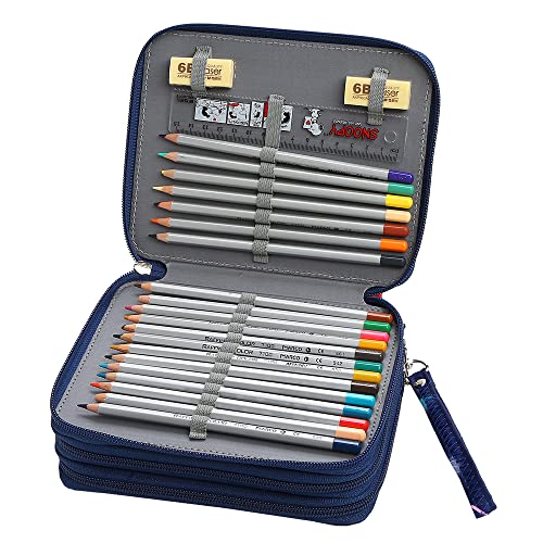 Image of Portable Colored 72 Slots Pencil case Organizer with Printing Pattern for Watercolor Pens or Markers, Pencil Case Organizer for Artist