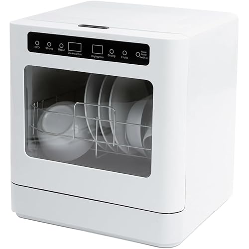 Collier Kitchen Portable Countertop Dishwasher – Compact Mini Dishwasher with 5 Wash Programs, Built-in Water Tank & Hose Connection – Space-Saving for Apartments, RVs & Small Kitchens