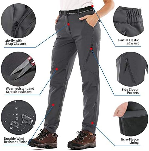 Miniatura 4 de Womens Snow Pants Winter Fleece Lined Waterproof Soft Shell Insulated Outdoor Camping Travel ski Pants